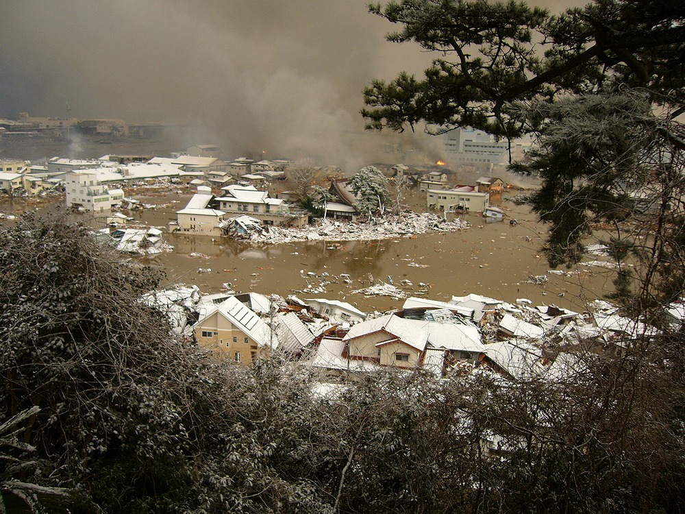 大津波と火災で壊滅した石巻門脇地区